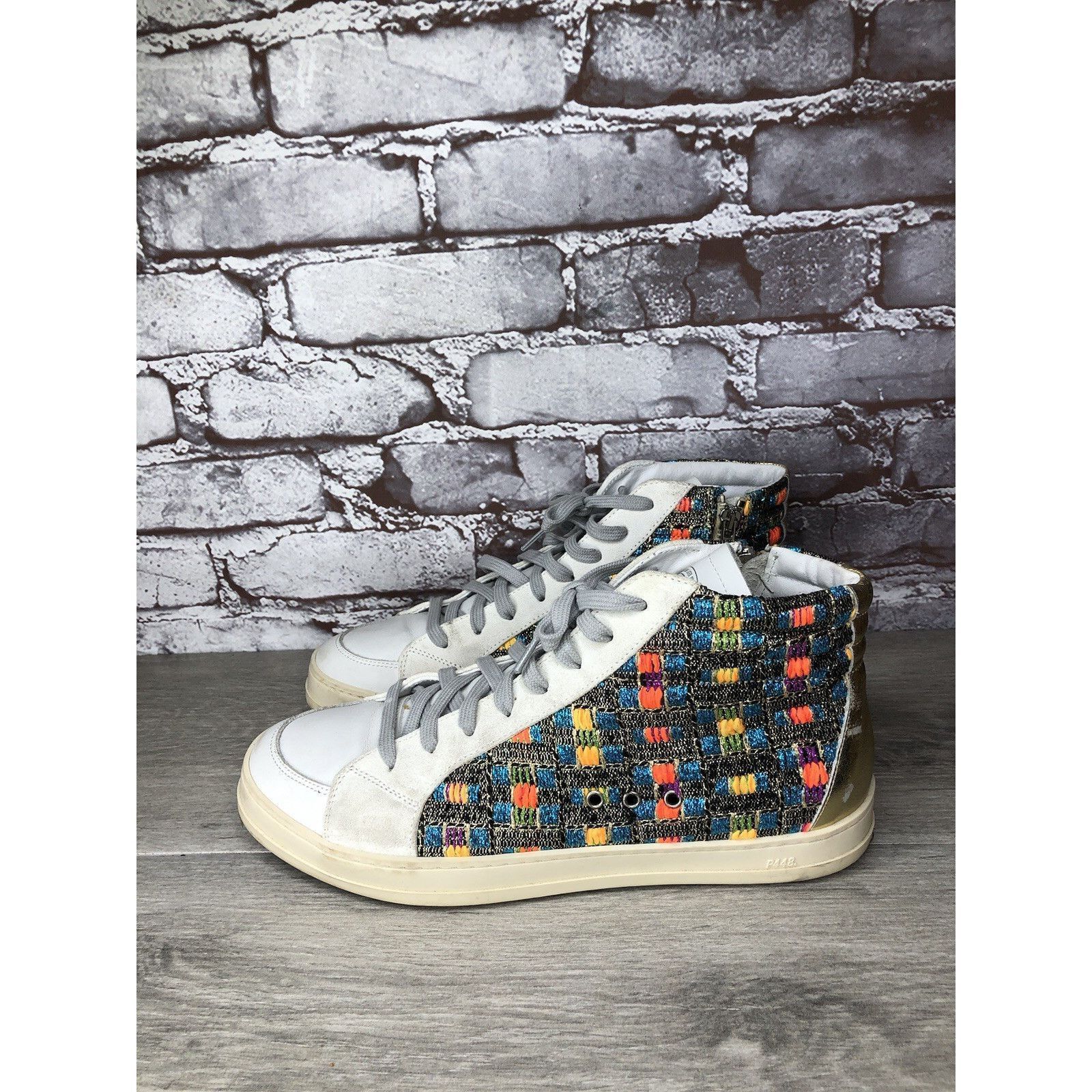 P448 P448 Skate Malhia Sneakers White Leather Lace Up High Top Sh Size US 10.5 / IT 40.5 - 19 Thumbnail
