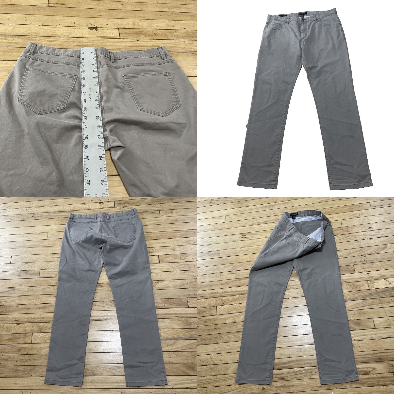 Bloomingdale's Bloomingdale's The Men's Store Pants Men 36W x 34L Gray Khaki Chino Flat Front 5-Pocket Regular Cotton Mens Size US 36 / EU 52 - 9 Thumbnail