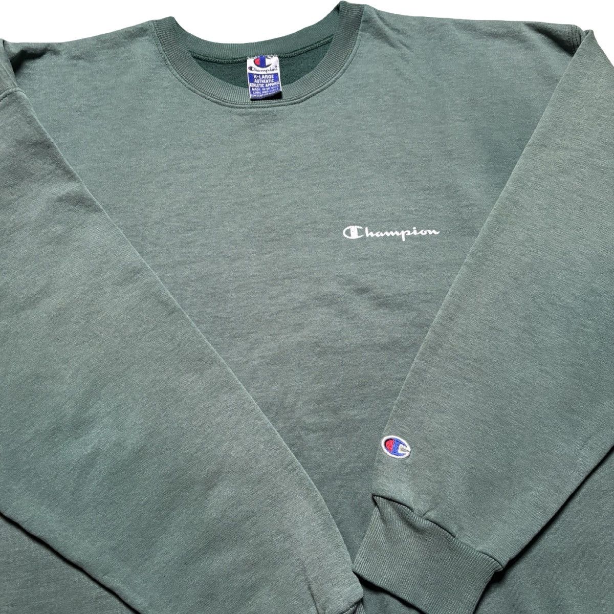 Champion Vintage 90s Champion Faded Forest Green Pullover Sweatshirt Size US XL / EU 56 / 4 - 7 Thumbnail