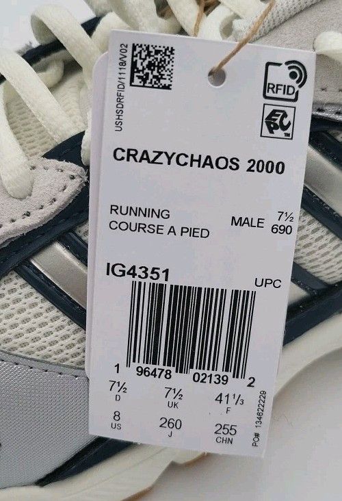 Adidas New Mens Adidas Crazy Chaos 2000 Running Sneaker Size 8 IG4 Size US 8 / EU 41 - 9 Thumbnail