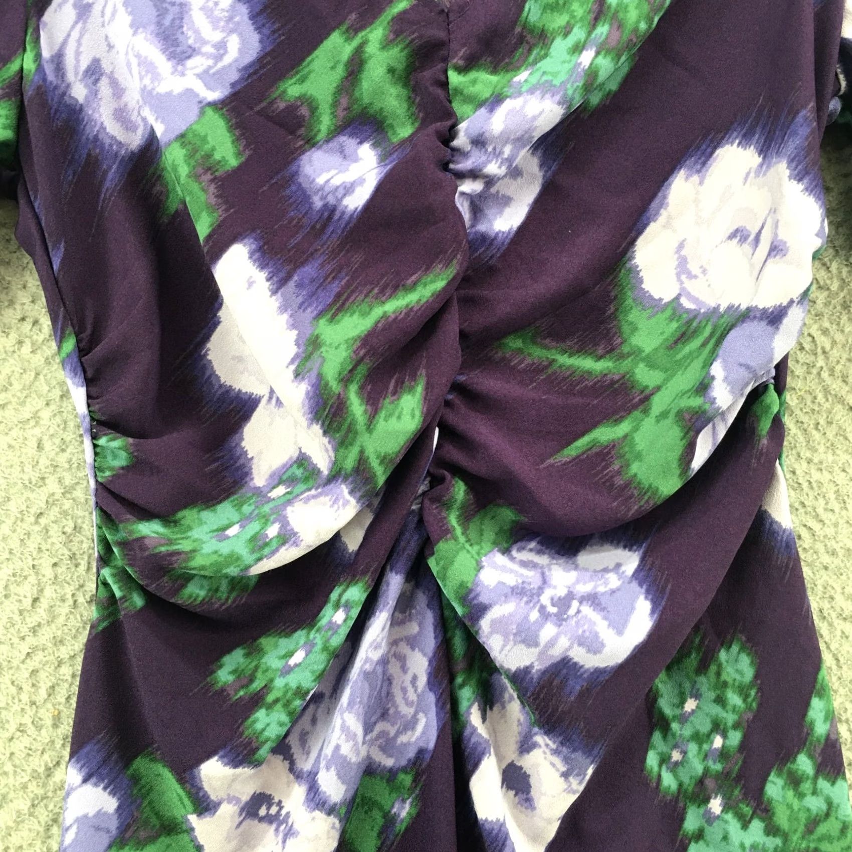Vintage A New Day Floral Crepe High Low Dress Womens S Purple Short Sleeve Casual V-Neck Size 28" / US 6 / IT 42 - 6 Thumbnail