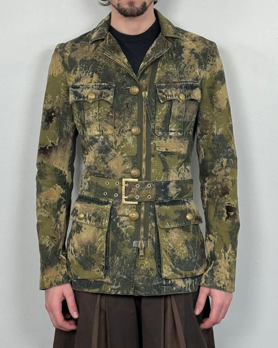 Jean Paul Gaultier 2000s Jean Paul Gaultier Earth Eroded Green Organic Velvet Jacket Size US S / EU 44-46 / 1 - 3 Thumbnail