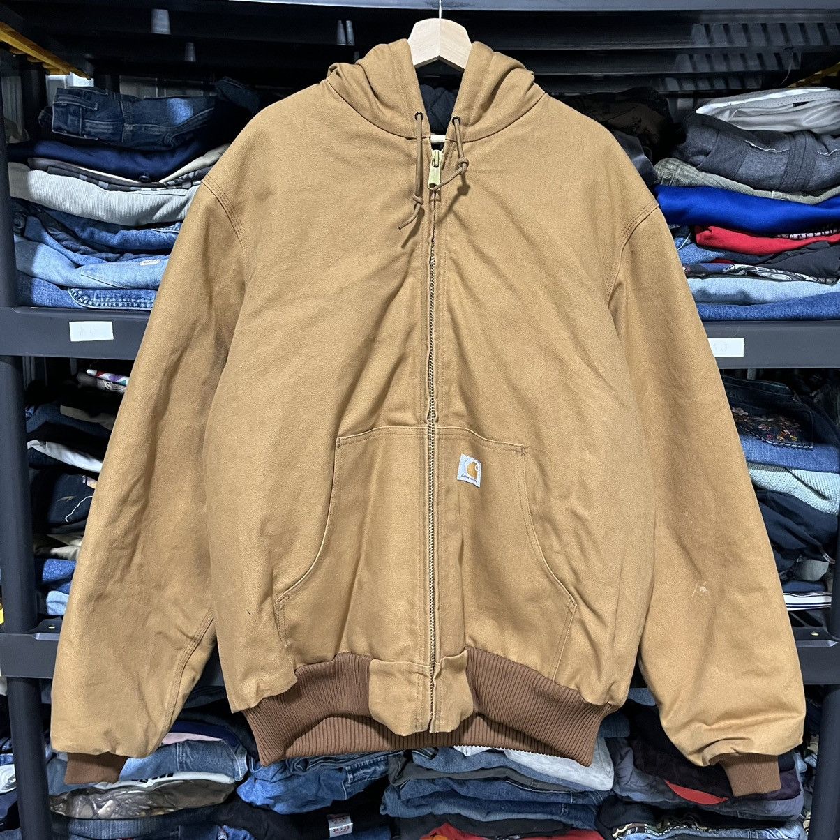 Carhartt VINTAGE HOODED CARHARTT CANVAS JACKET WORKWEAR TAN LARGE Size US L / EU 52-54 / 3 - 3 Thumbnail