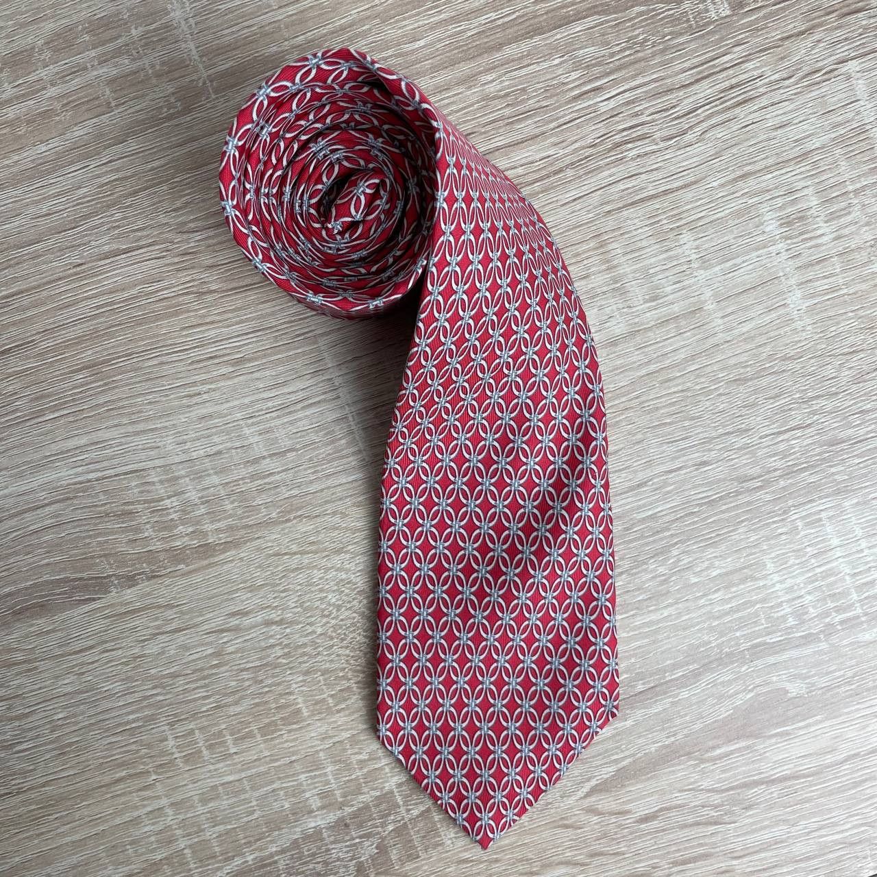 Hermes Hermes Paris Silk Tie 7063 TO Chains Red Size ONE SIZE - 2 Thumbnail