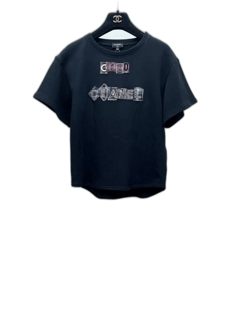 Chanel Chanel Black Short Sleeve Graphic TShirt -2505 Size S / US 4 / IT 40 - 1 Thumbnail