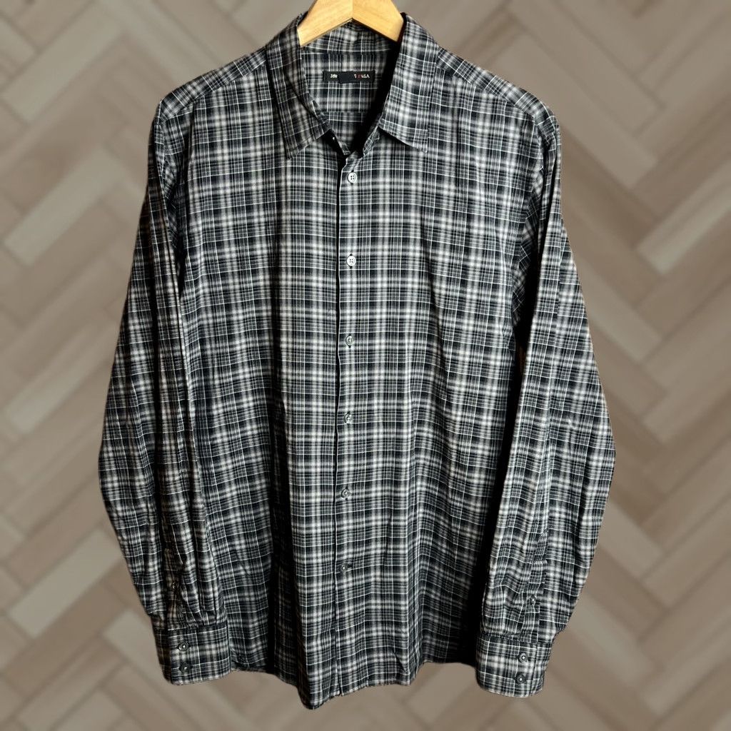 John Varvatos John Varvatos Shirt Button-Up L Long Sleeve Collared 100% Cotton Gray Multicolor Plaid Casual Men’s Large Size US L / EU 52-54 / 3 - 1 Thumbnail