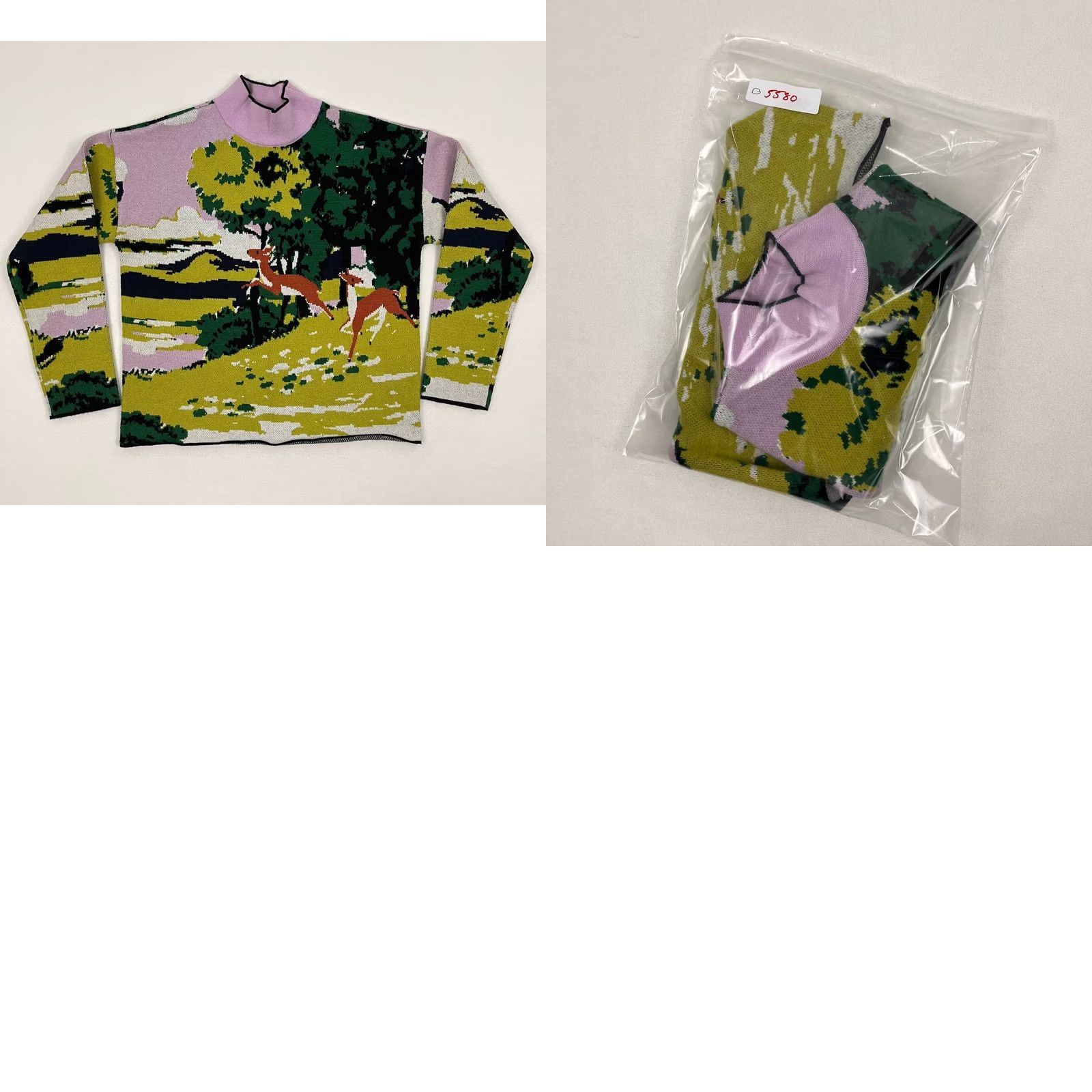 Anthropologie VINTAGE Anthropologie Maeve Sweater Womens XS Petite Deer Forest Scenic Jumper Mockneck Size XS / US 0-2 / IT 36-38 - 8 Thumbnail