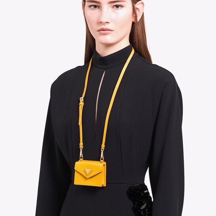 Prada NEW PRADA Prada Saffiano Leather Card Holder In Sunny Yellow Size ONE SIZE - 2 Thumbnail