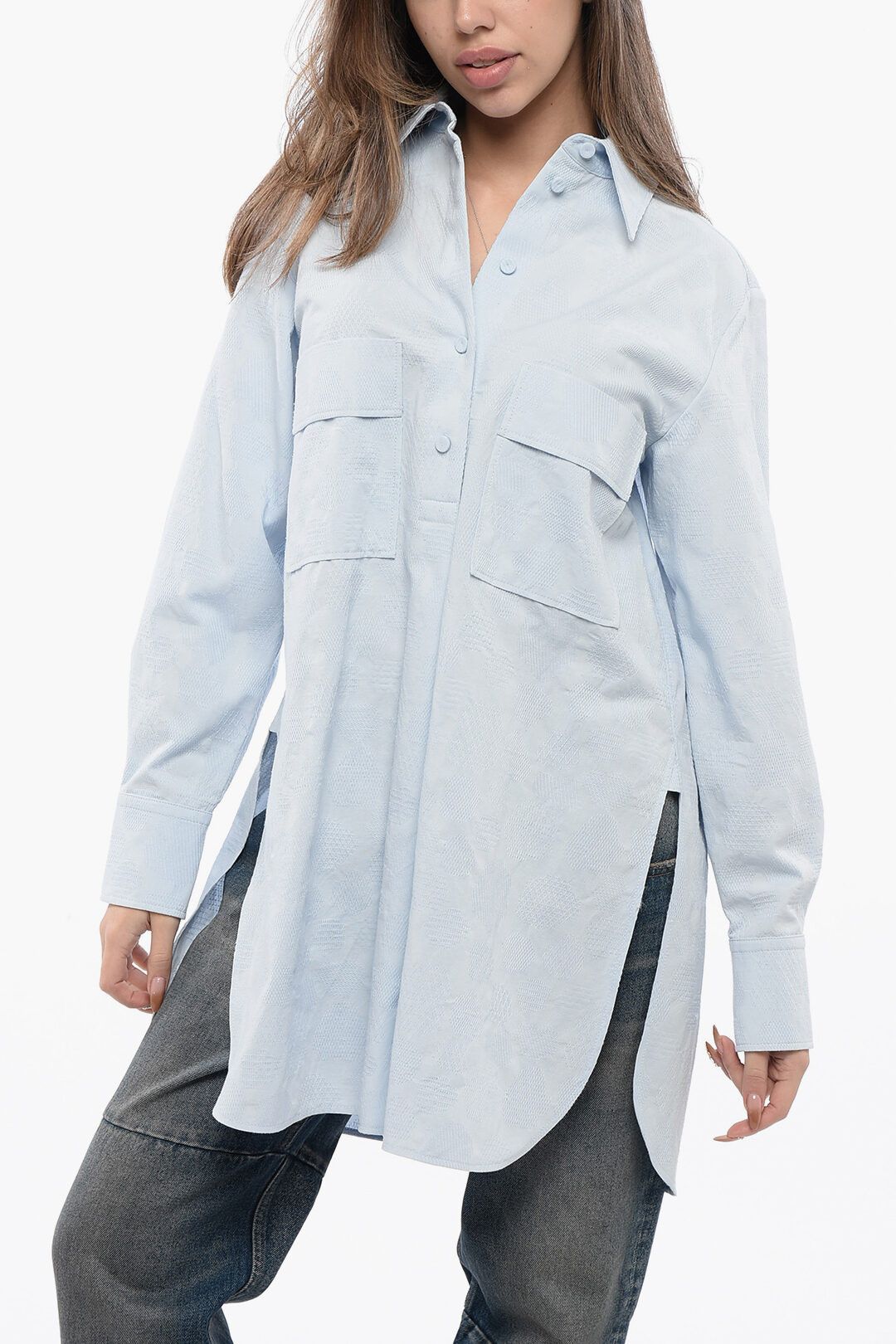 Chloe og1mm1125 Over Embroidered Shirt in Light Blue Size S / US 4 / IT 40 - 1 Thumbnail