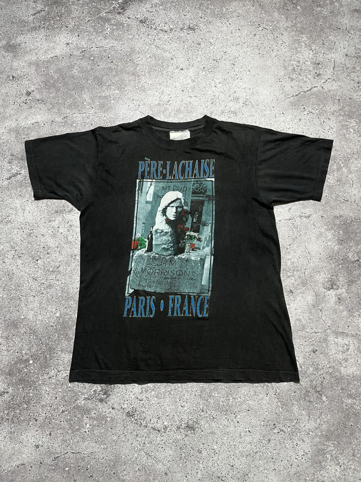 Band Tees Vintage 90's "PÈRE-LACHAISE NOT DEAD MORRISON PARIS FRANCE" Size US L / EU 52-54 / 3 - 1 Thumbnail