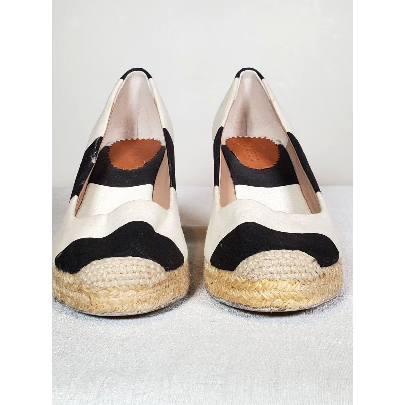 J.Crew J. Crew Seville Espadrille Wedges Striped Black and White Canvas Women's Size US 9 Size US 7 / IT 37 - 7 Thumbnail