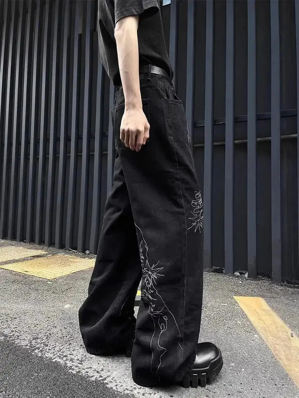 Japanese Brand Hand drawn embroidered straight leg jeans Size US 32 / EU 48 - 2 Thumbnail