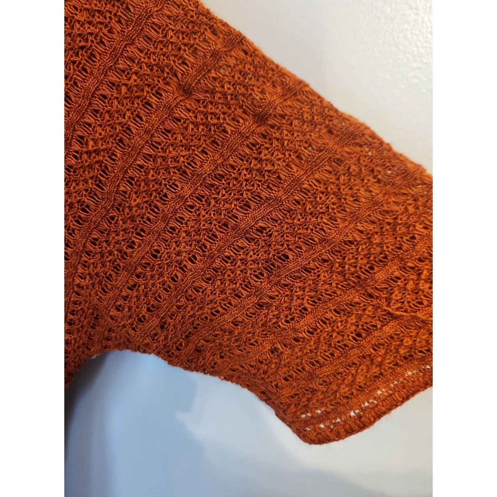 Vintage Dressbarn Woman Terracotta Orange Lightweight Knit Top Sweater 2X Dolman Sleeve Cardigan Style Shirt (No, it's a Sweater) Size XXL / US 16-18 / IT 52-54 - 4 Thumbnail