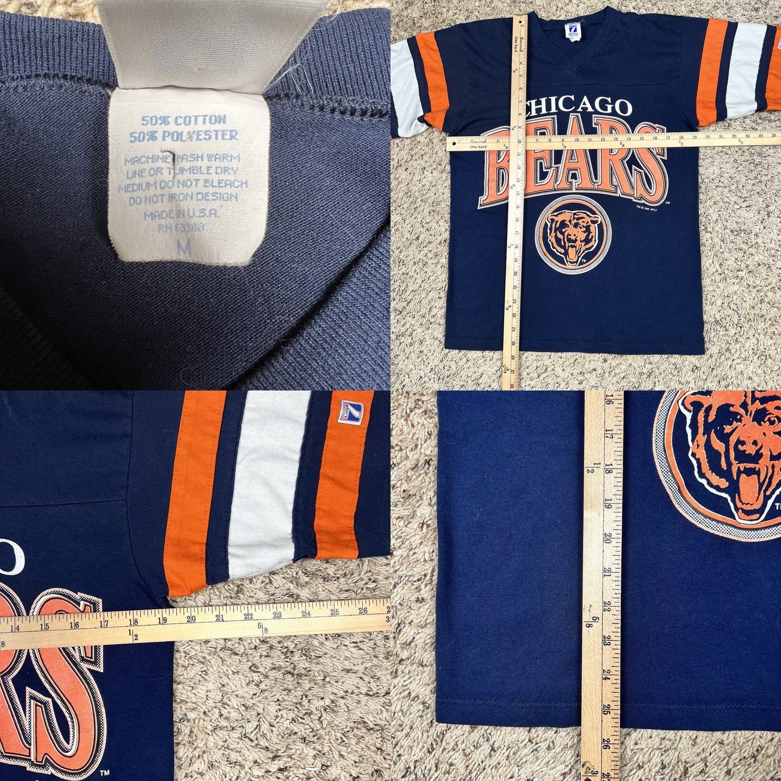 Logo 7 VINTAGE Chicago Bears 1995 Logo 7 Single Stitch Shirt M Blue 50/50 Cotton Polyester Graphic Print Mens Womens Regular T-Shirt 90s Vintage Size US M / EU 48-50 / 2 - 8 Thumbnail