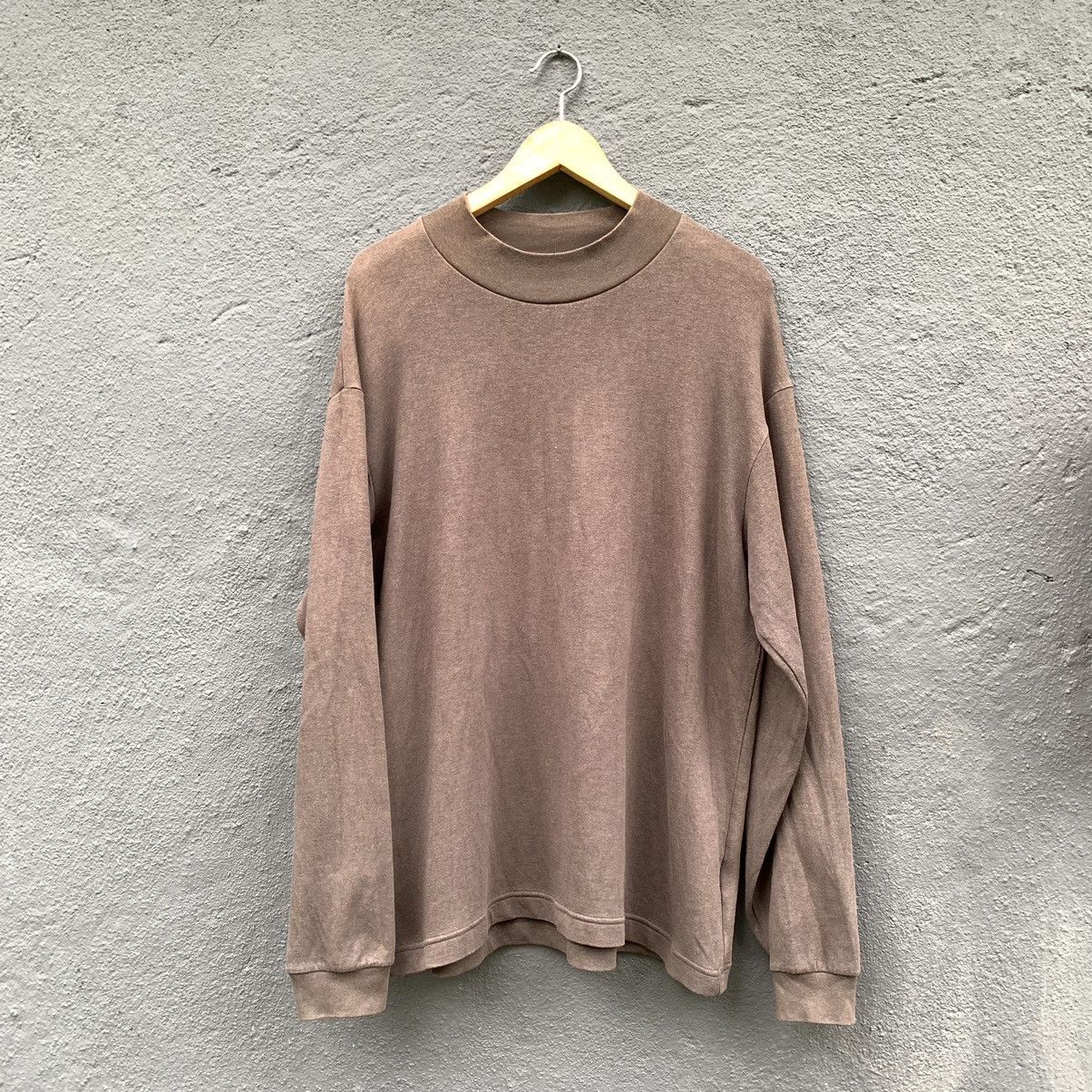 image of Thrashed Faded Christophe Lemaire X Uniqlo Long Sleeve Tee in Brown, Men's (Size Large)