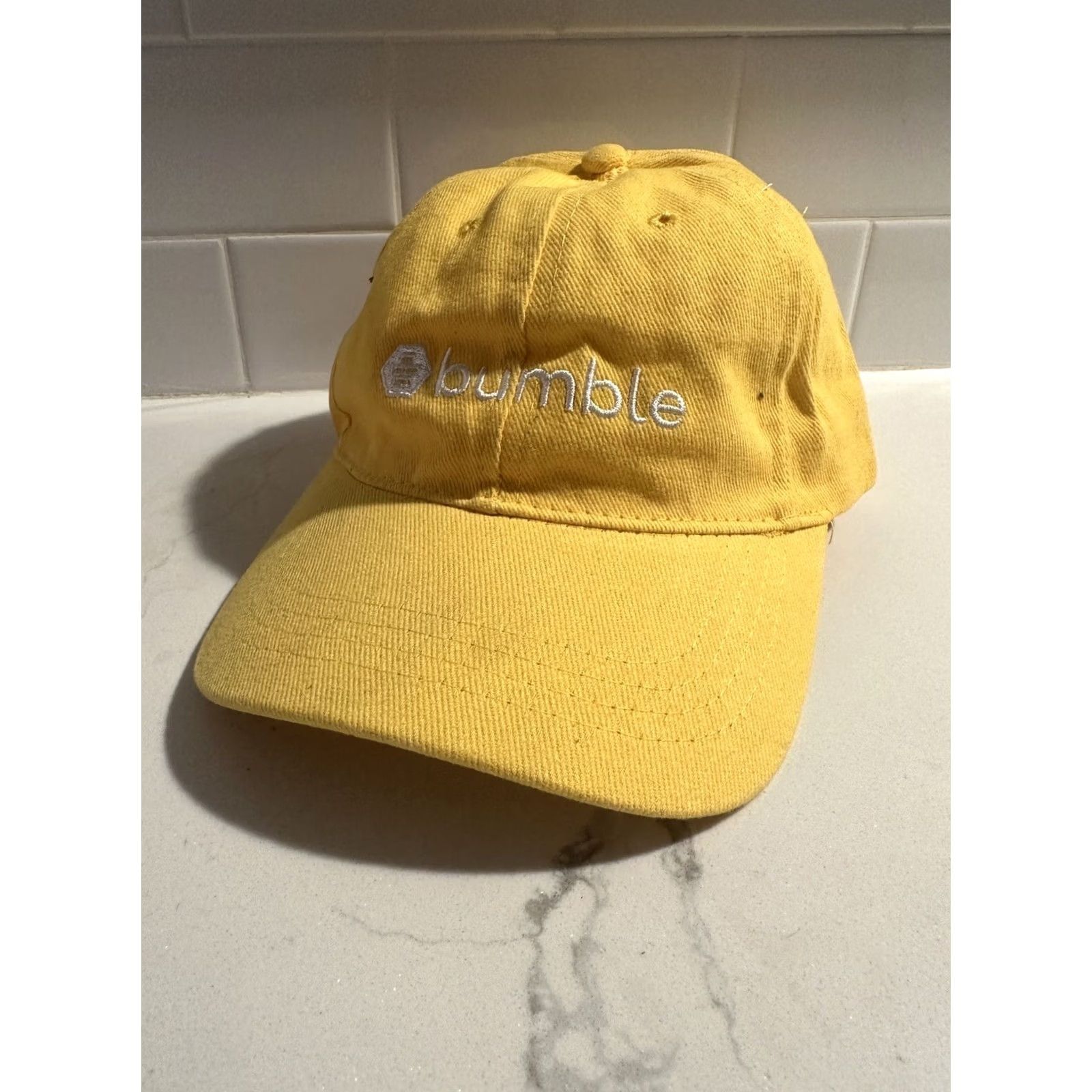 Logo 7 Bumble Dating Yellow Strapback Hat Embroidered White Logo Mens One Size Cap, Baseball Yellow, Free Shipping Size ONE SIZE - 2 Thumbnail