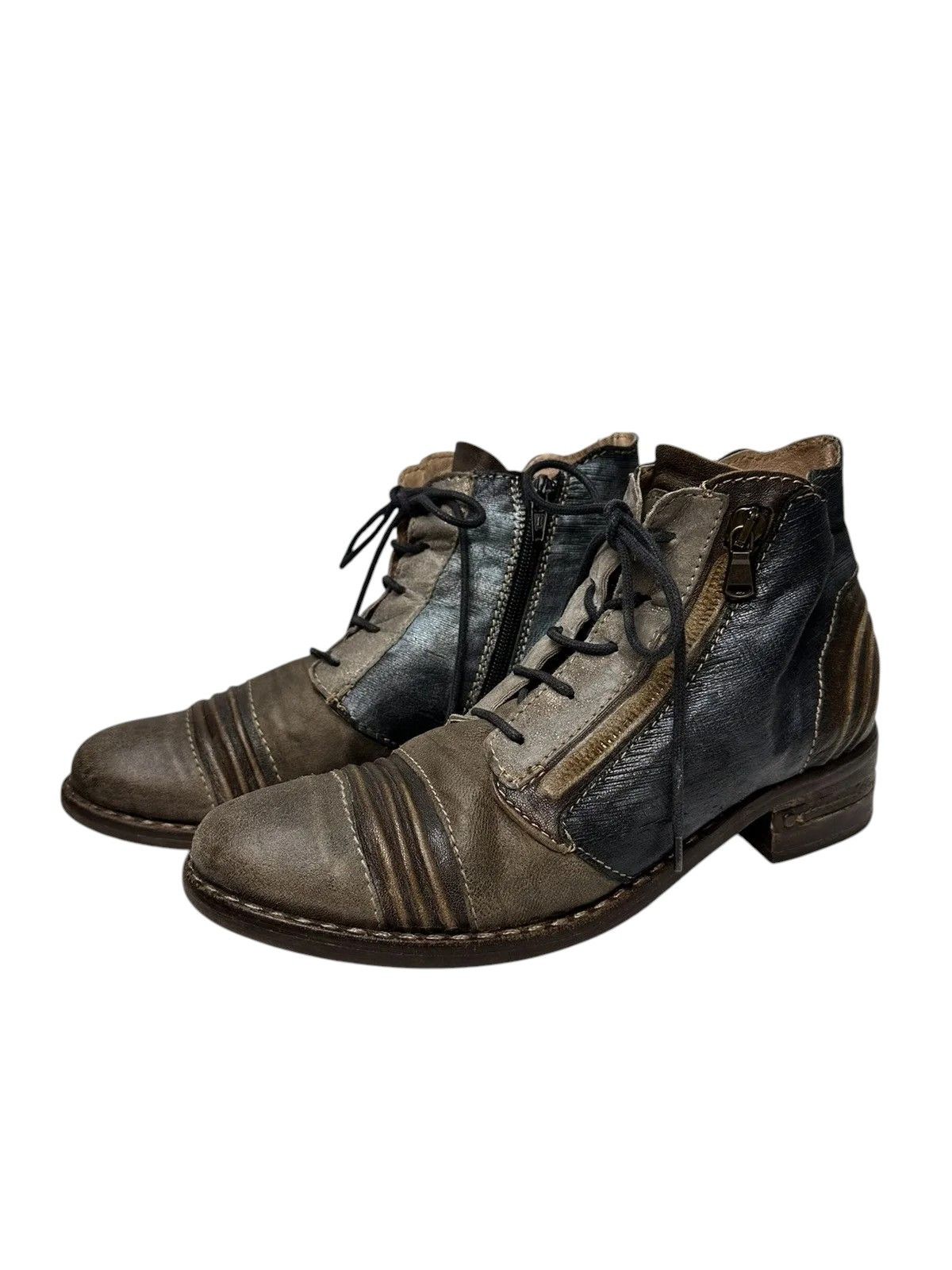 Leather Vintage Metal Zip Italy Leather Mens Boots AS 98 Style Size US 9 / IT 39 - 1 Thumbnail