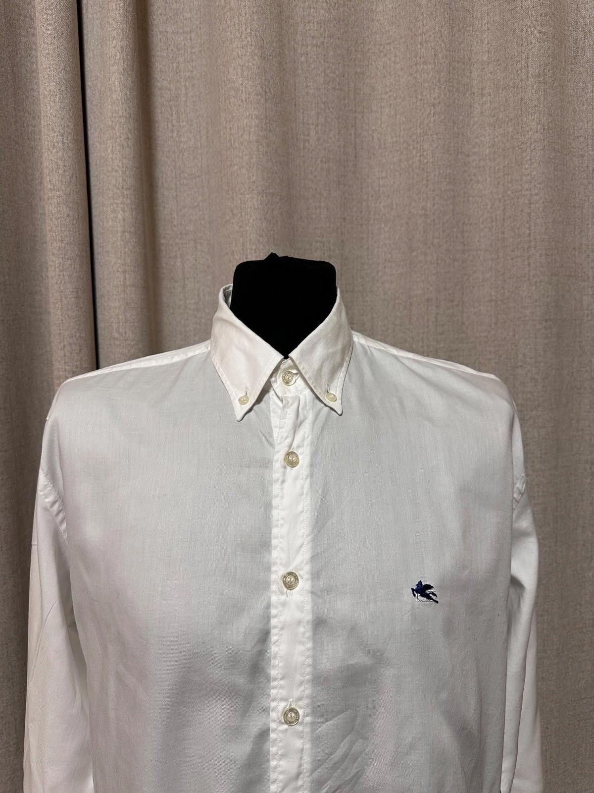 Etro Etro Mens Dress Shirt White Logo Sz 43 Size 42R - 5 Thumbnail