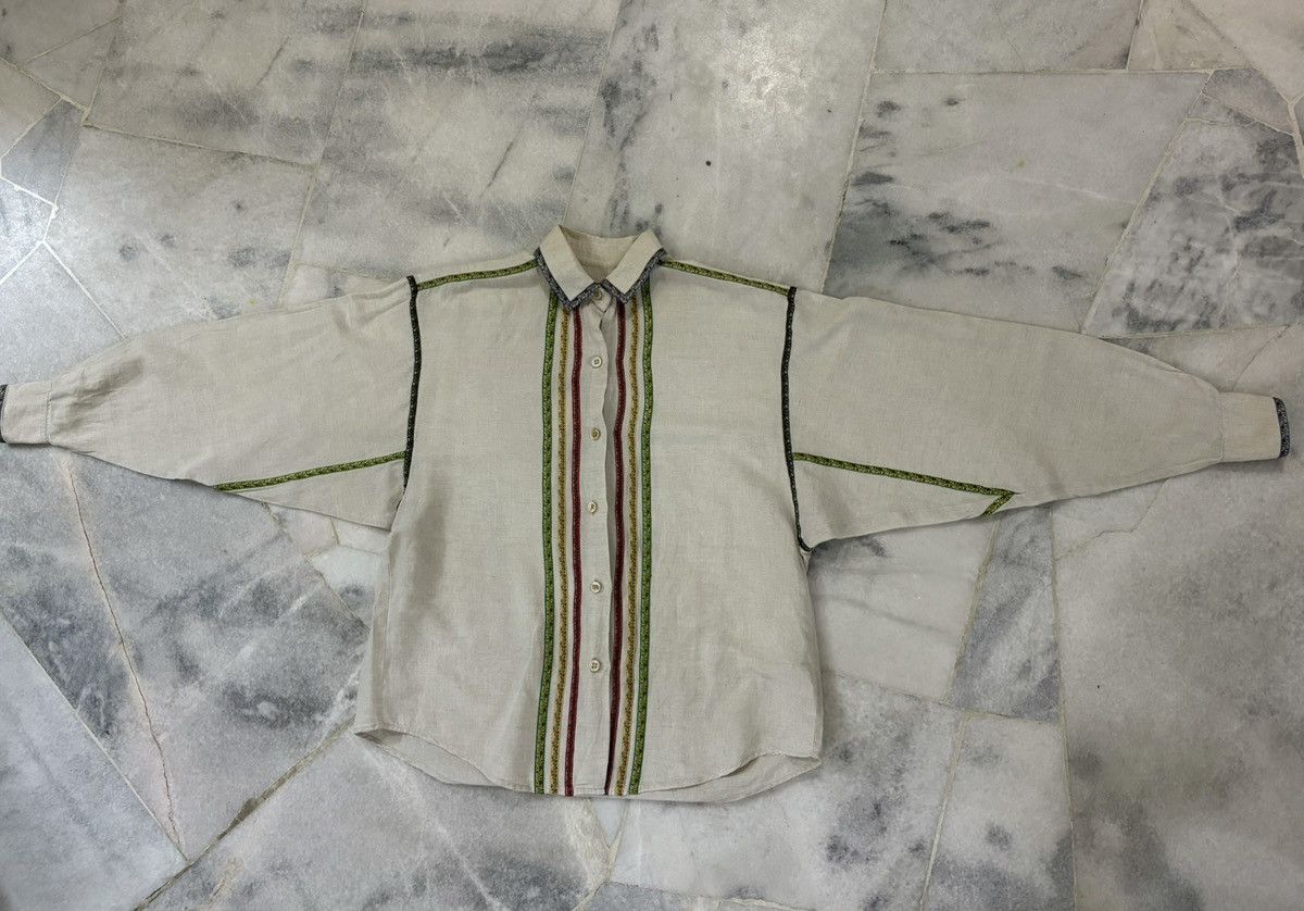 Designer × Kenzo 90s Kenzo Linen Shirt Size US L / EU 52-54 / 3 - 10 Thumbnail
