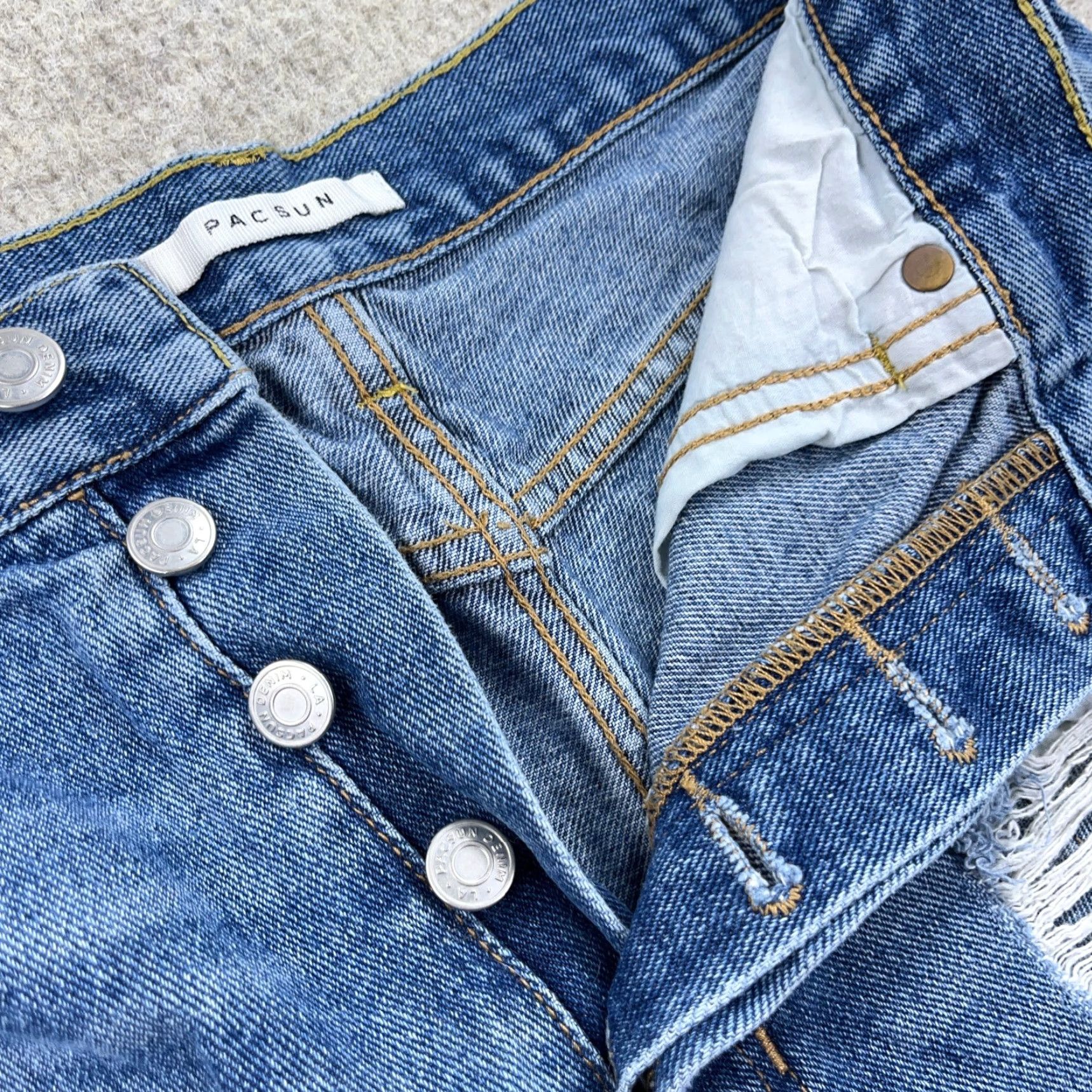 Pacsun Pacsun Shorts Women 28 Ultra High Rise Distressed Jorts Button Fly Denim Blue Size 28" / US 6 / IT 42 - 5 Thumbnail