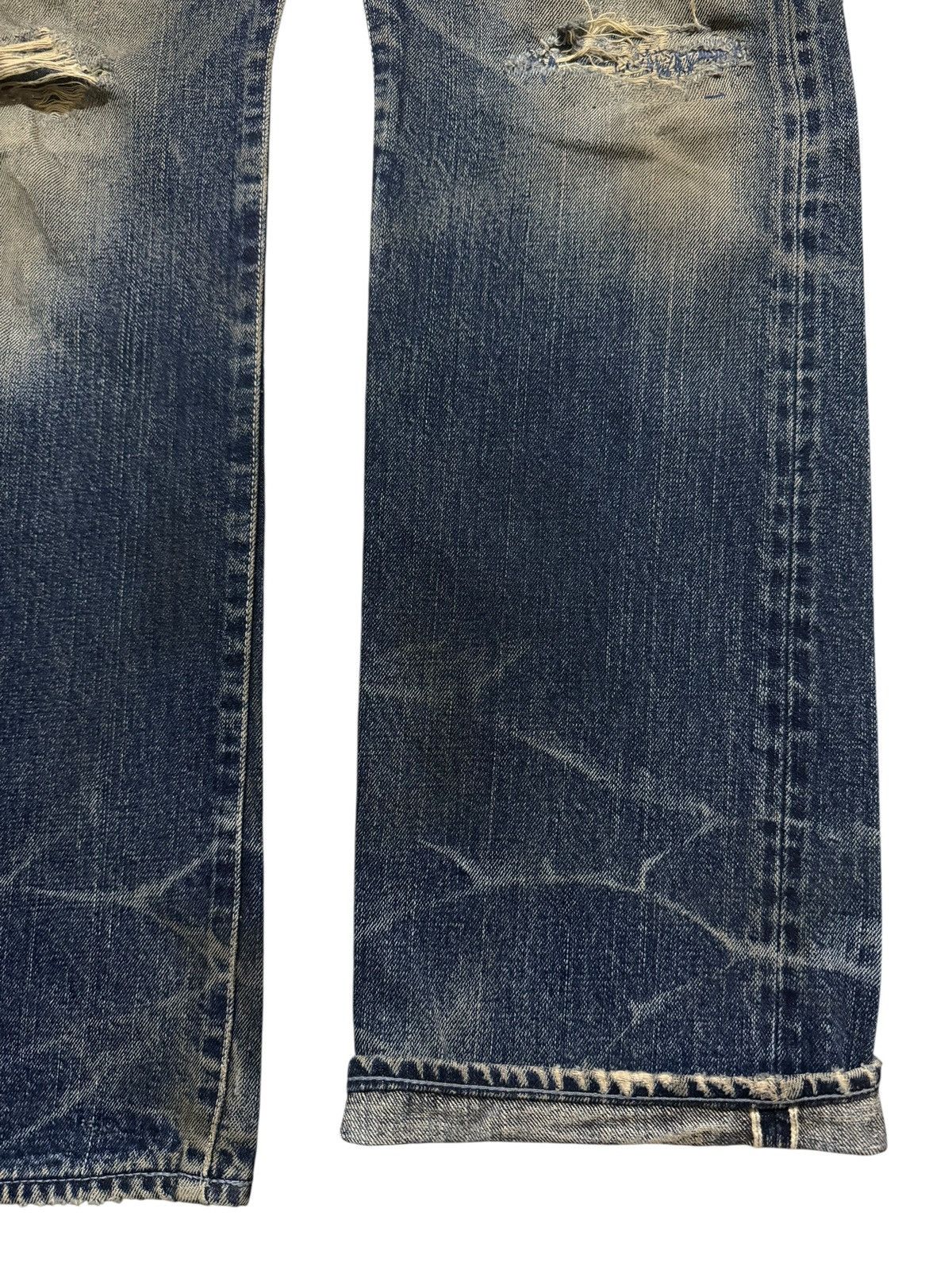 Blue Blue Japan Vintage 90s Japan Blue Corn Selvedge Mud Wash Distressed Size US 30 / EU 46 - 6 Thumbnail