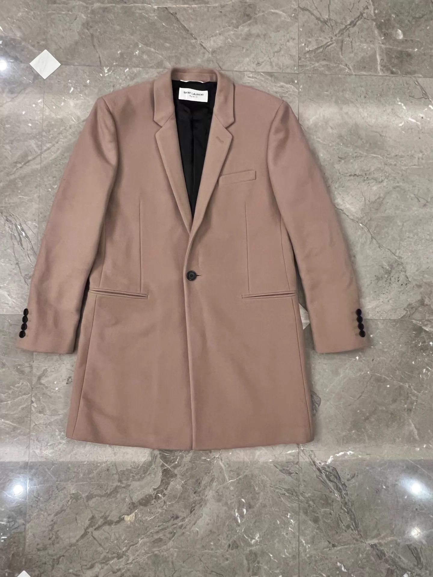 Saint Laurent Paris Long Single-Breasted Coat with Button Cuffs Size US L / EU 52-54 / 3 - 1 Thumbnail