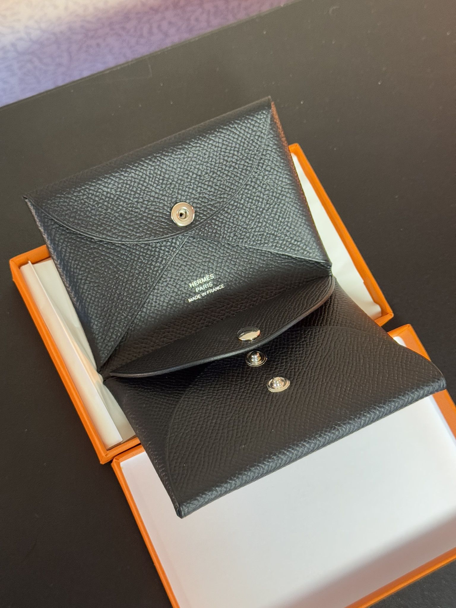 Hermes Hermes Calvi Duo Compact Card Holder Goatskin & Palladium Size ONE SIZE - 8 Thumbnail