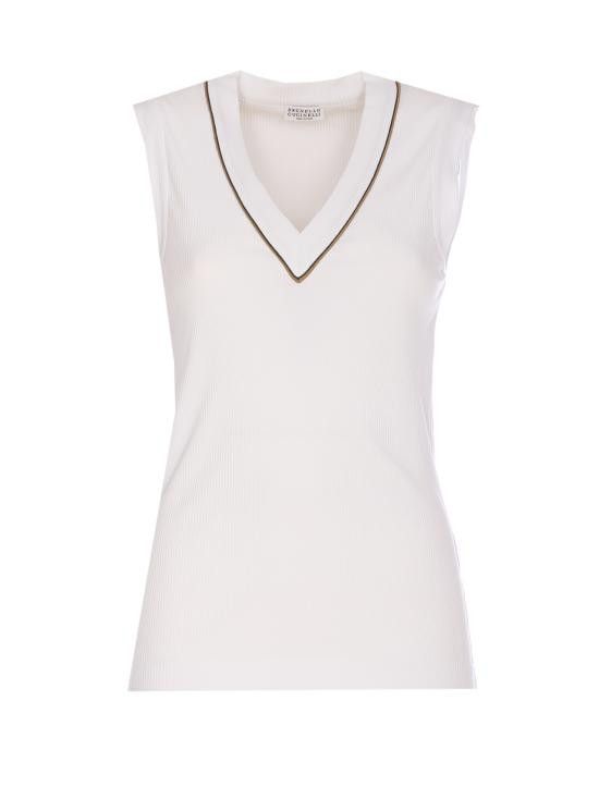Brunello Cucinelli BRUNELLO CUCINELLI Women Tops MG902FP312 COW29 White Size M / US 6-8 / IT 42-44 - 1 Thumbnail
