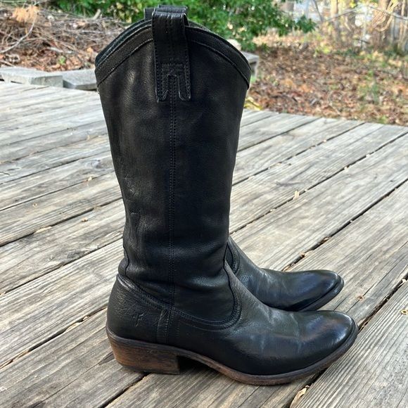 Frye Frye Carson Black Leather Tall Western Cowboy Boots Size 8 B Size US 8 / IT 38 - 1 Thumbnail