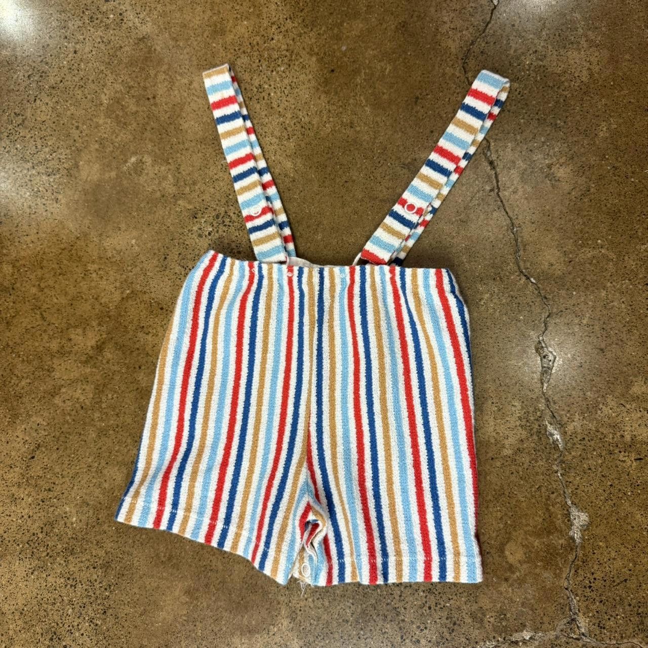 Designer Vintage Kids Striped Overall Shorts Size US 26 / EU 42 - 2 Thumbnail
