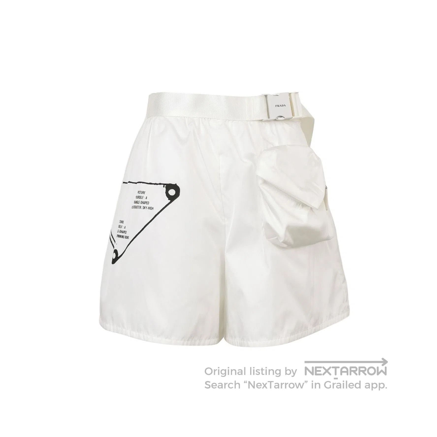 Prada Prada Logo Belted White Shorts . Size 39" - 1 Thumbnail
