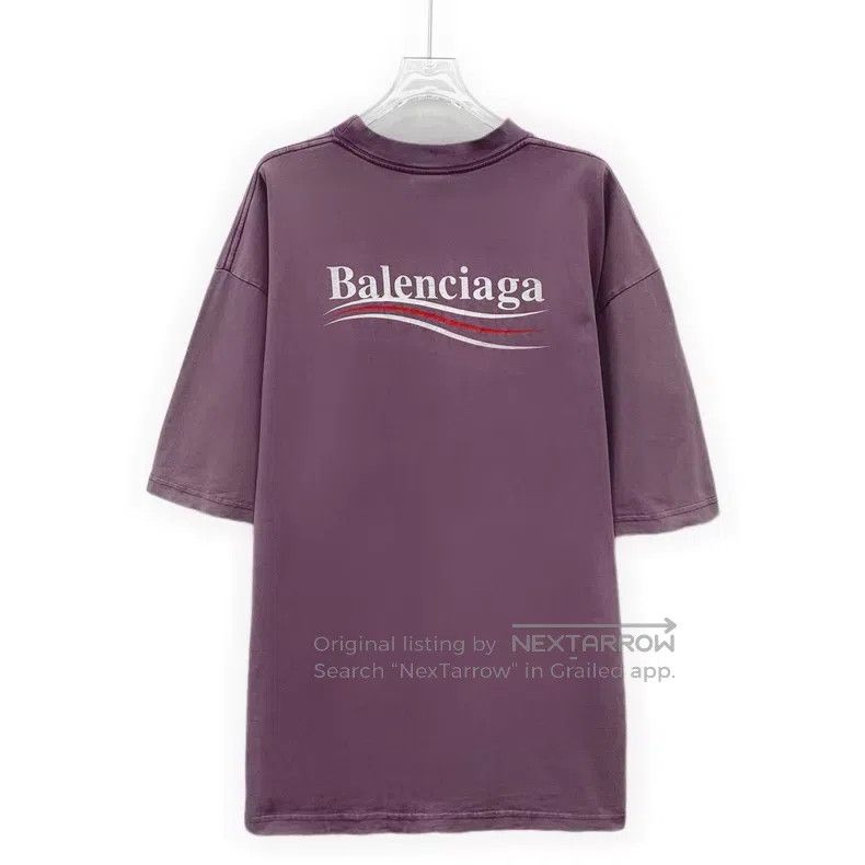Balenciaga Balenciaga Purple Logo Letter Printed Cotton Round Neck Sh Size US XL / EU 56 / 4 - 2 Thumbnail
