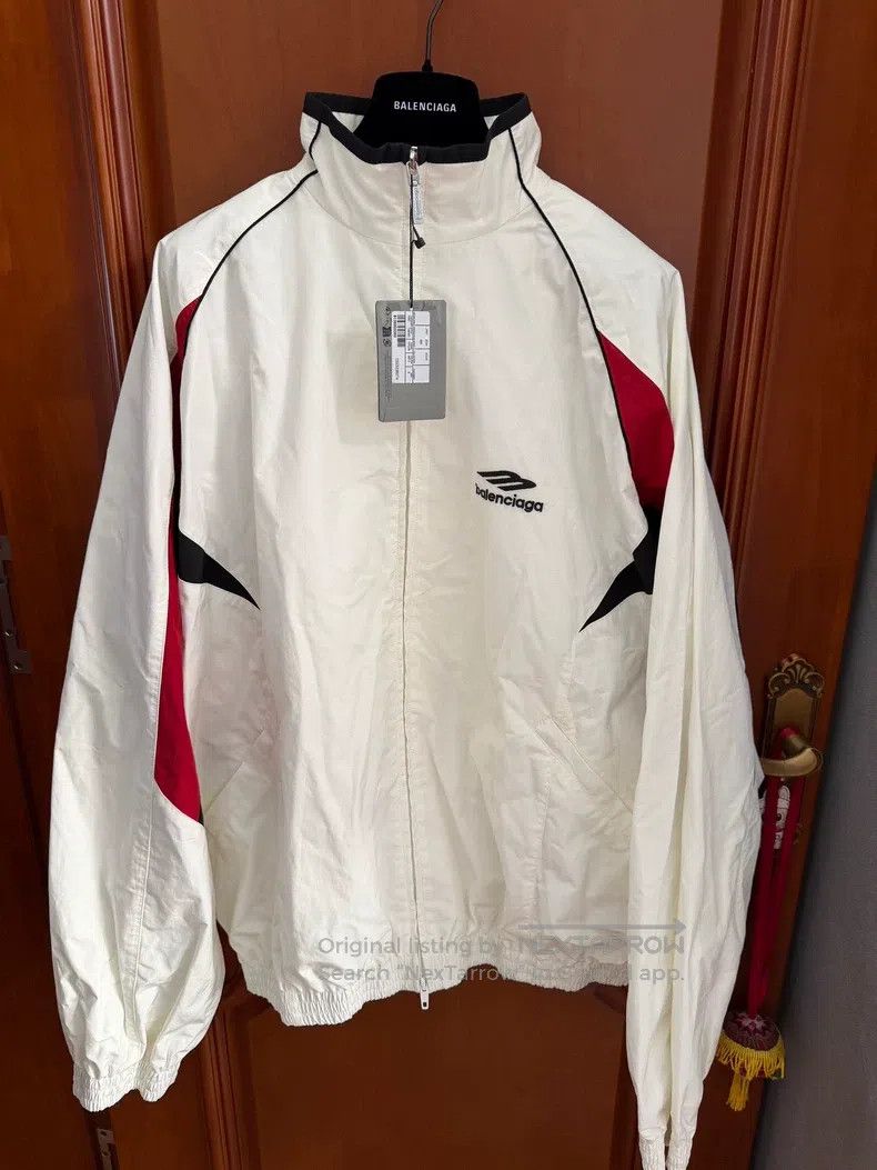 Balenciaga Balenciaga Black-Red-White Color Blocked Logo Jacket Size US S / EU 44-46 / 1 - 1 Thumbnail