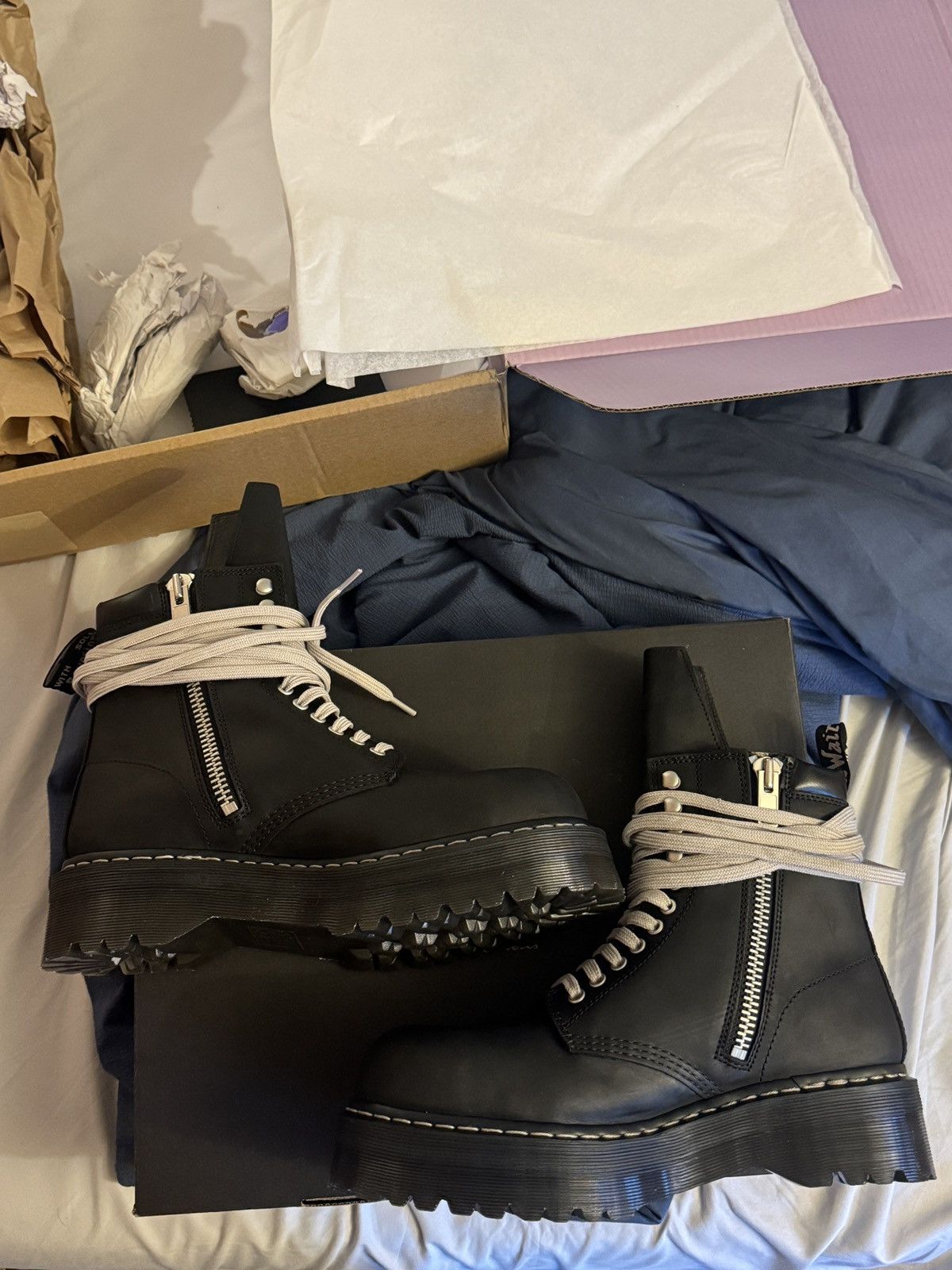 Dr. Martens × Rick Owens Dr. Martens 1460 DRKSHDW Quad Sole Steel Toe Boot Size US 10 / EU 43 - 2 Thumbnail