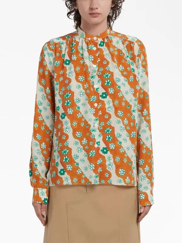 Marni o1y1125 Floral Shirt in Multicolor Size L / US 10 / IT 46 - 2 Thumbnail