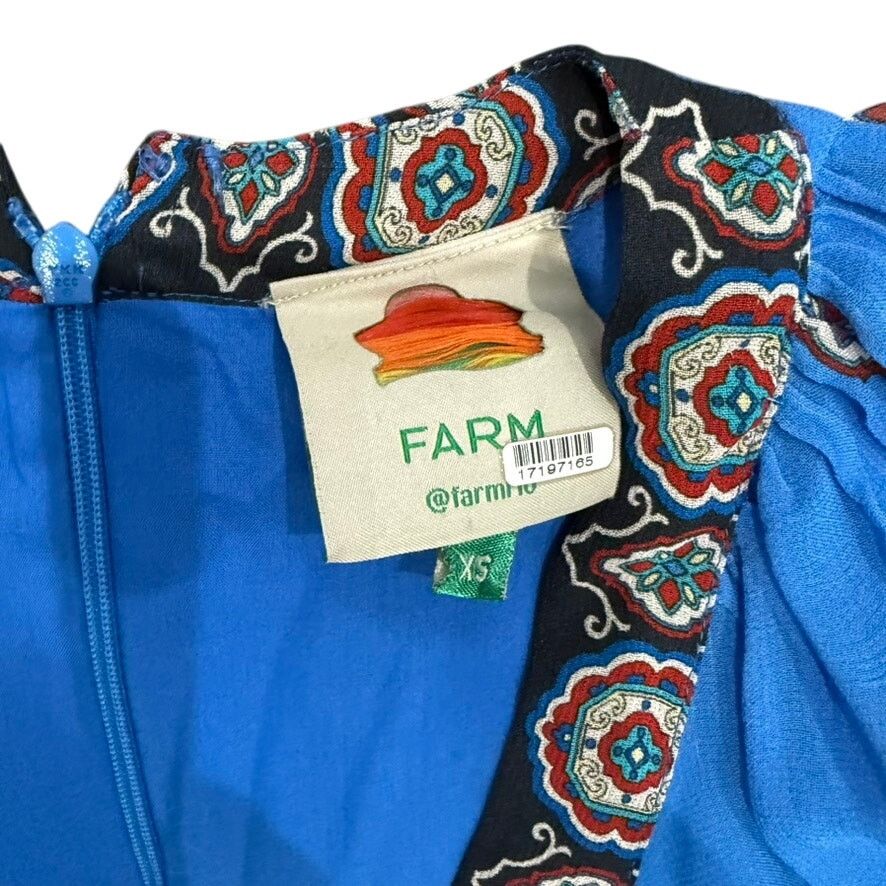 Farm Rio FARM Rio Anika Tiles Blue Maxi Dress in Blue, Size XS Size XS / US 0-2 / IT 36-38 - 6 Thumbnail