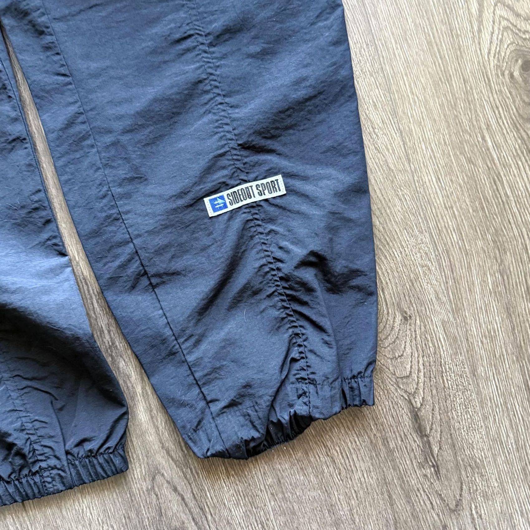 Sideout VINTAGE Sideout Sport Track Pants Medium Black Nylon Jogger Elastic Hem Baggy 90s Y2K Size US 31 - 3 Thumbnail