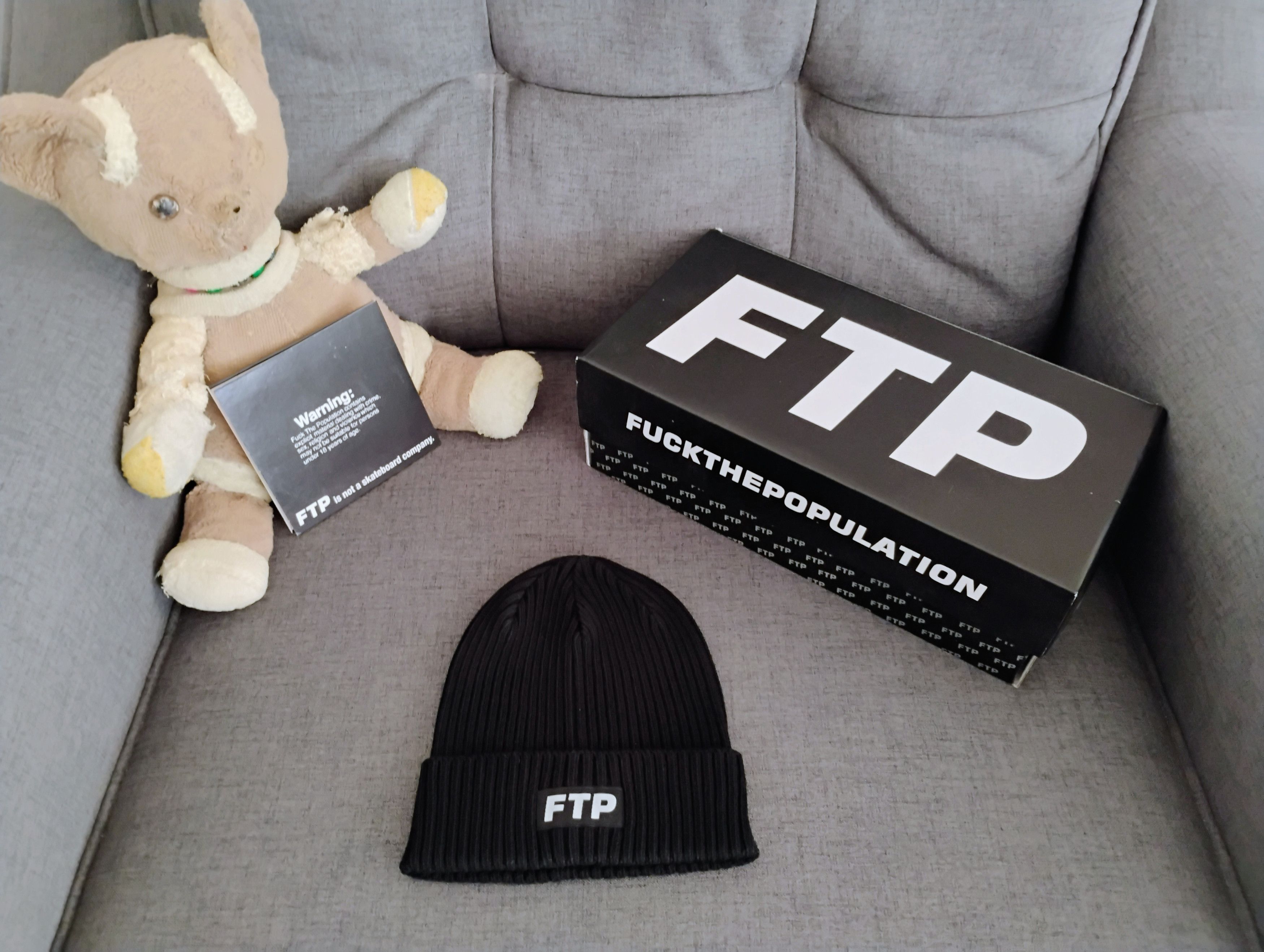 FTP Logo Beanie Black 2024 BRAND NEW IN HAND Rib Knit Hat