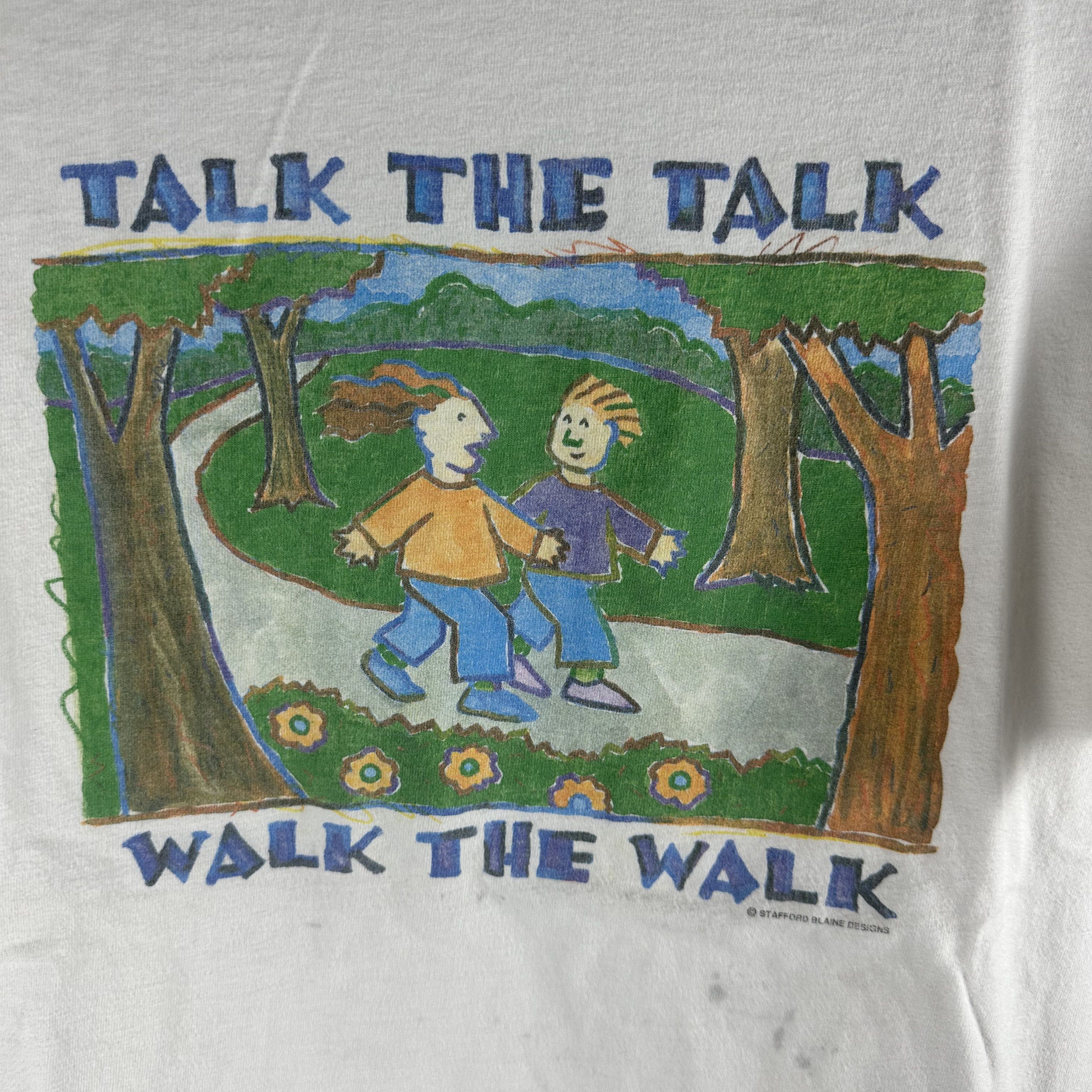 Vintage 90s Talk The Talk Walk The Walk Art Single Stitch T-shirt Size US XL / EU 56 / 4 - 2 Thumbnail