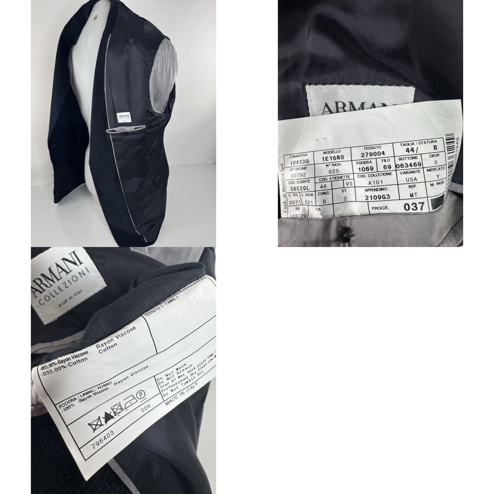 Armani ARMANI Collezioni Blazer - Men - 44R - Blue Velvet - Italy - EXCELLENT Size 44R - 8 Thumbnail