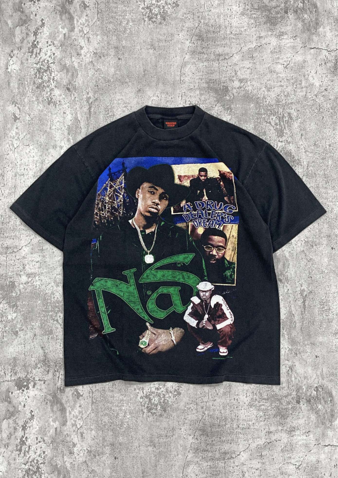 Rap Tees Ginseng Strip Nas Faded Black Tee Size US XL / EU 56 / 4 - 1 Thumbnail