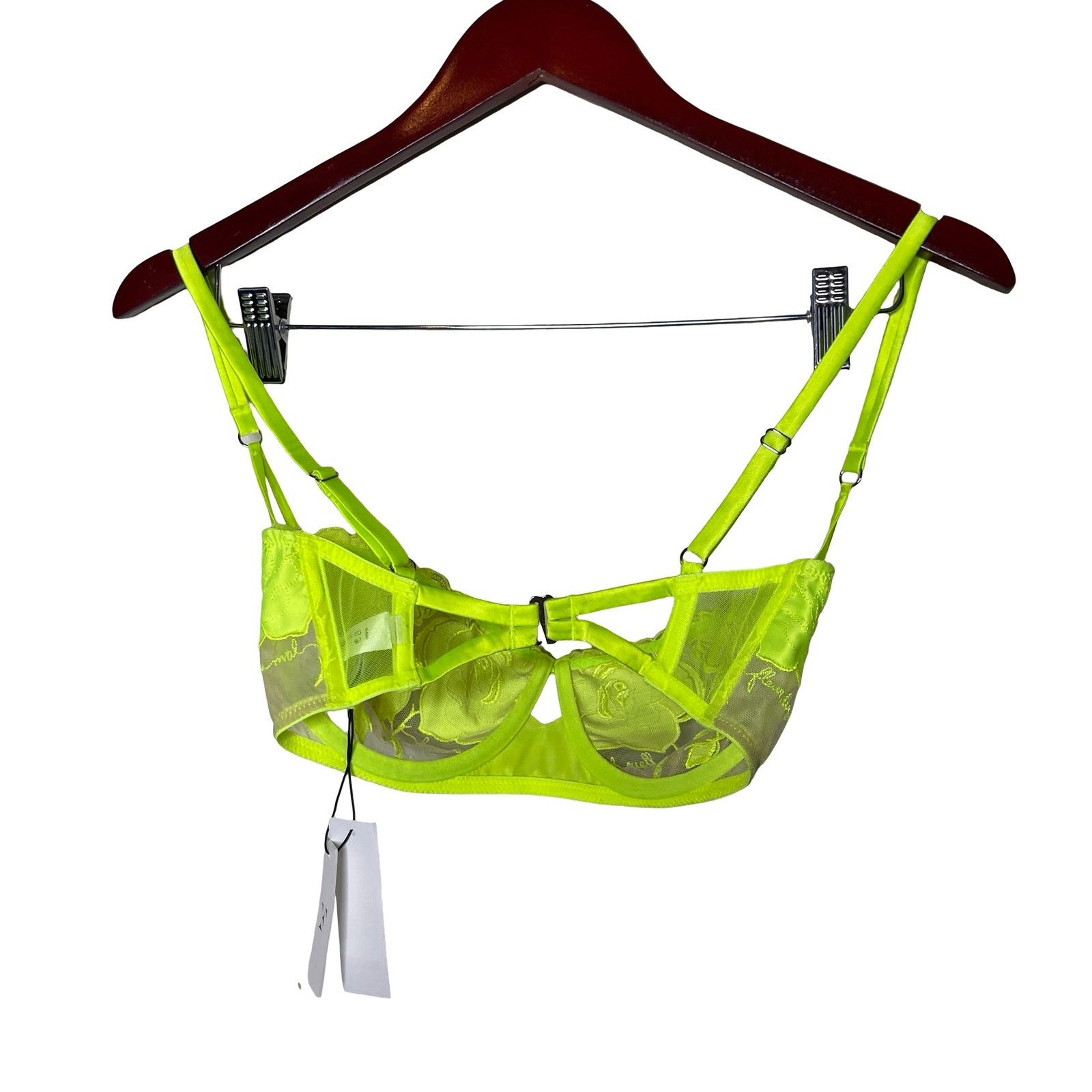 Fleur du Mal New Fleur du Mal Rose Logo Embroidery Balconette in neon 30G Size ONE SIZE - 7 Thumbnail
