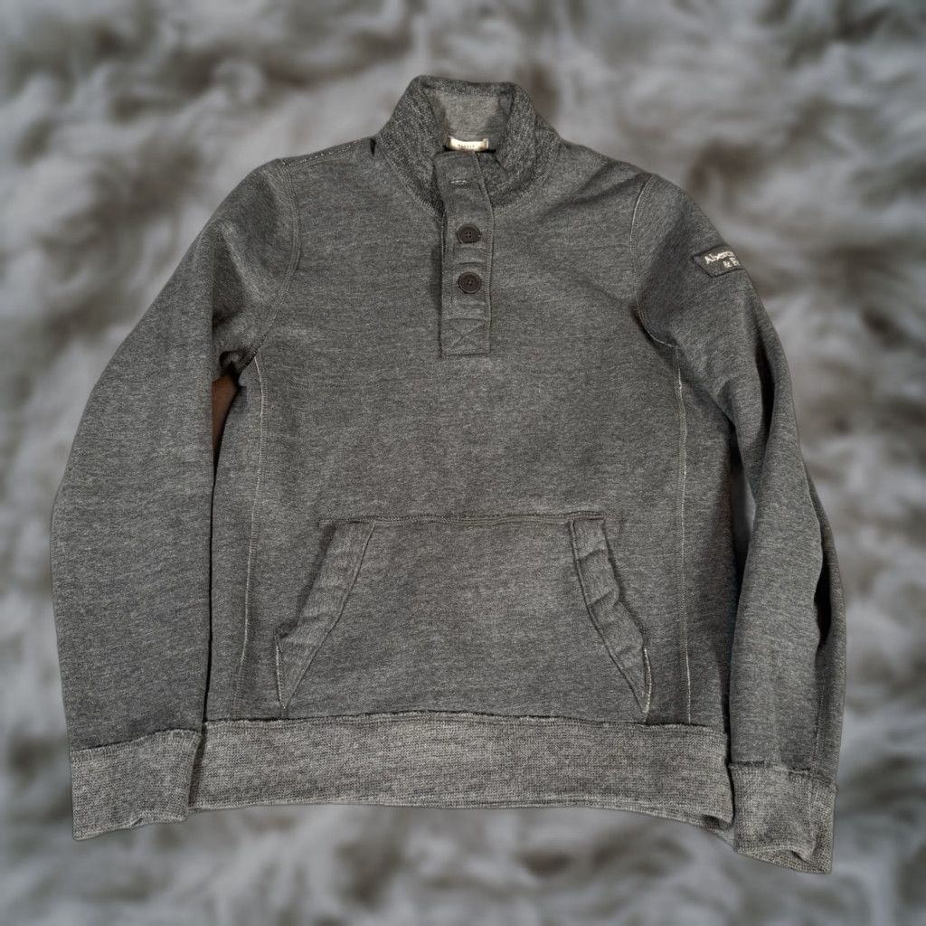 Abercrombie & Fitch VINTAGE Abercrombie & Fitch Sweatshirt Shirt Mens Small Gray Henley Mock Neck Size US S / EU 44-46 / 1 - 1 Thumbnail