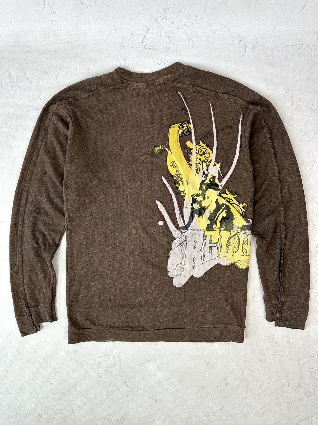 If Six Was Nine Y2K Vintage Religion Torn Distressed Brown Sweater Size US M / EU 48-50 / 2 - 1 Thumbnail