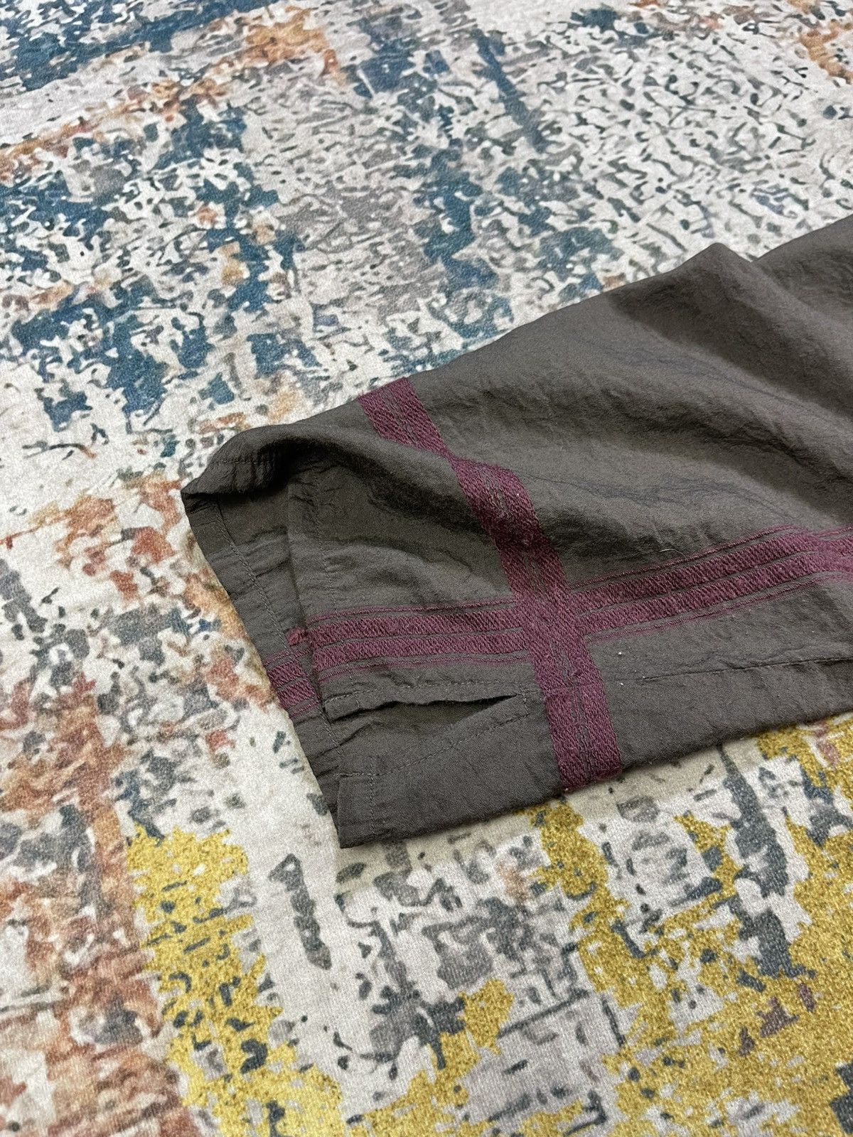 Issey Miyake Issey Miyake Plantation 3 Quarter Sleeve Maroon Check Top Size US M / EU 48-50 / 2 - 10 Thumbnail