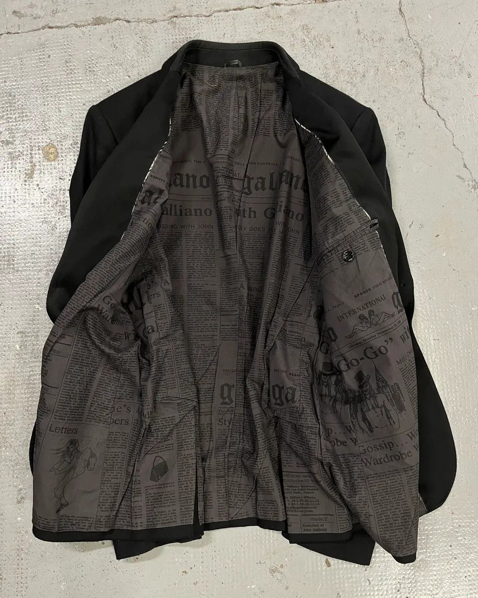 John Galliano AW2010 John Galliano Black Gazette Lining Blazer Jacket Size 42R - 8 Thumbnail