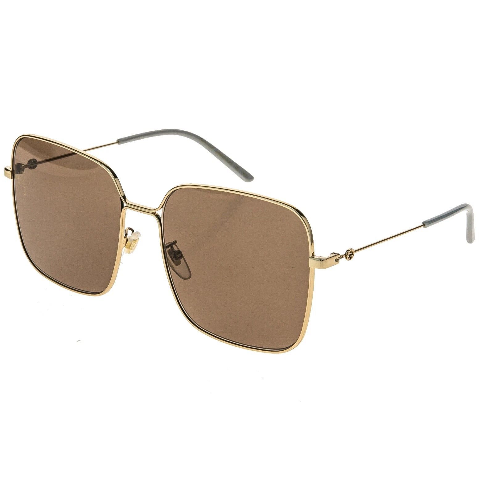 Gucci GUCCI GG0443S 0443 Gold Brown Square Aviator Sunglasses 002 Size ONE SIZE - 9 Thumbnail