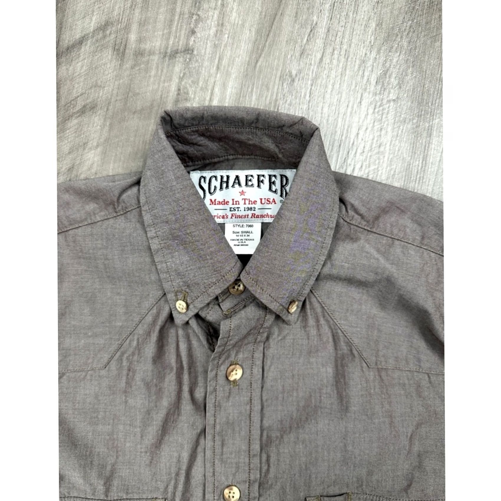 CHOCOOLATE Schaefer Sharper Shooter Chocolate Made USA Western Long Sleeve Button Small Mens Shirt Brown 100% Cotton Regular Size S Size US S / EU 44-46 / 1 - 6 Thumbnail