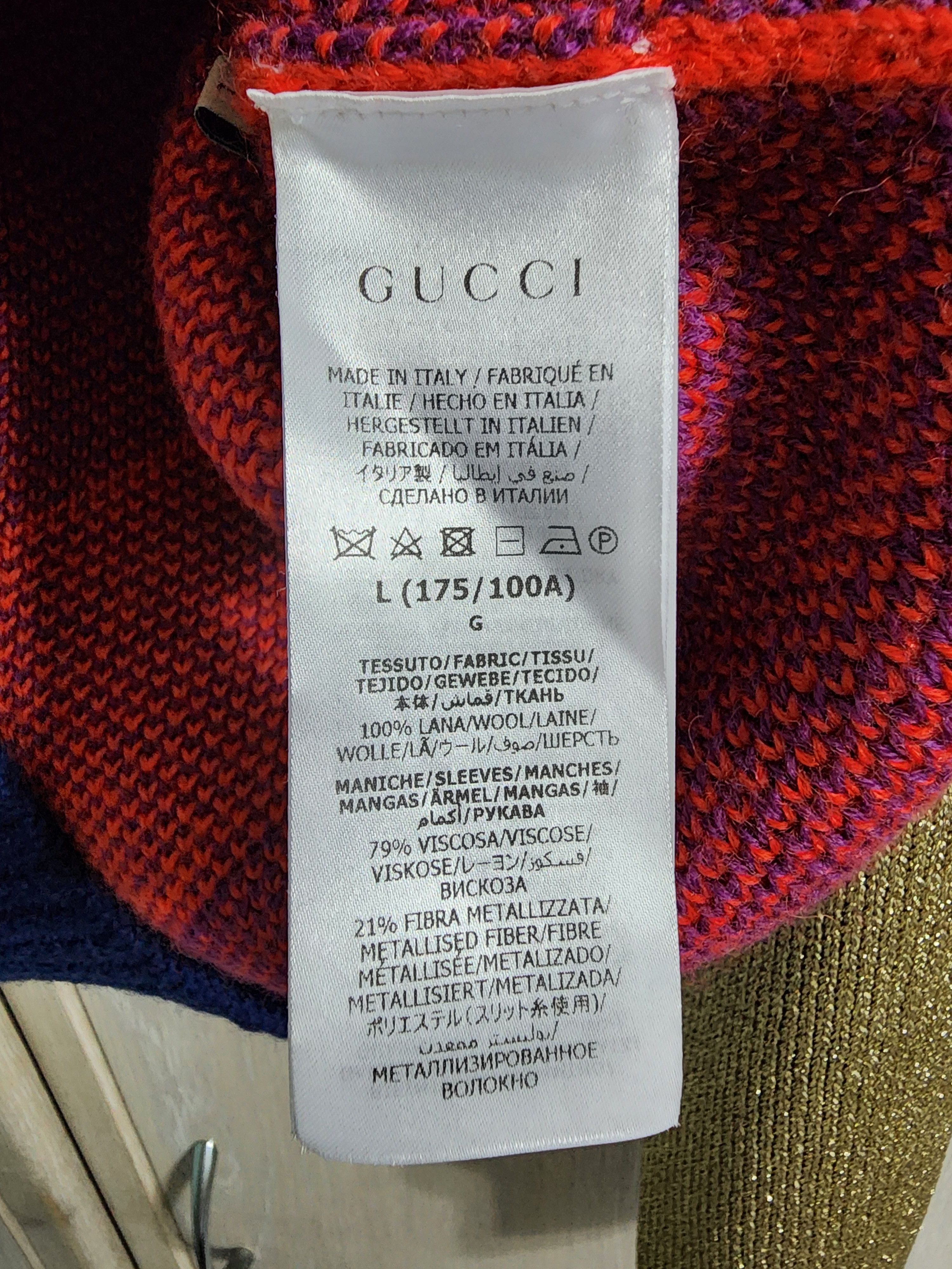 Gucci Striped Jacquard Wool Knit Sweater Size US L / EU 52-54 / 3 - 10 Thumbnail