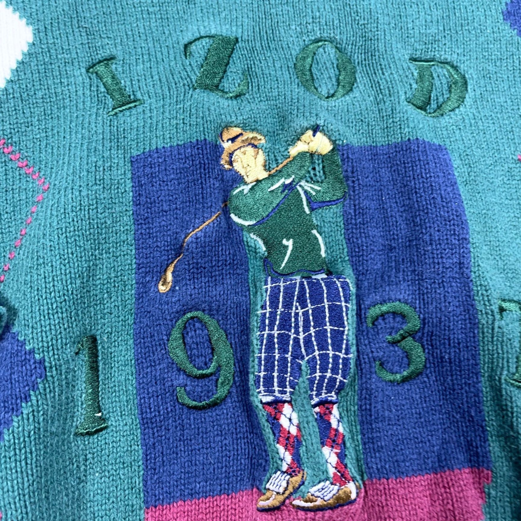 Izod VINTAGE IZOD Golf Sweater Men Large Green Heavy Knit Embroidered Grandpa 90s Size US L / EU 52-54 / 3 - 5 Thumbnail